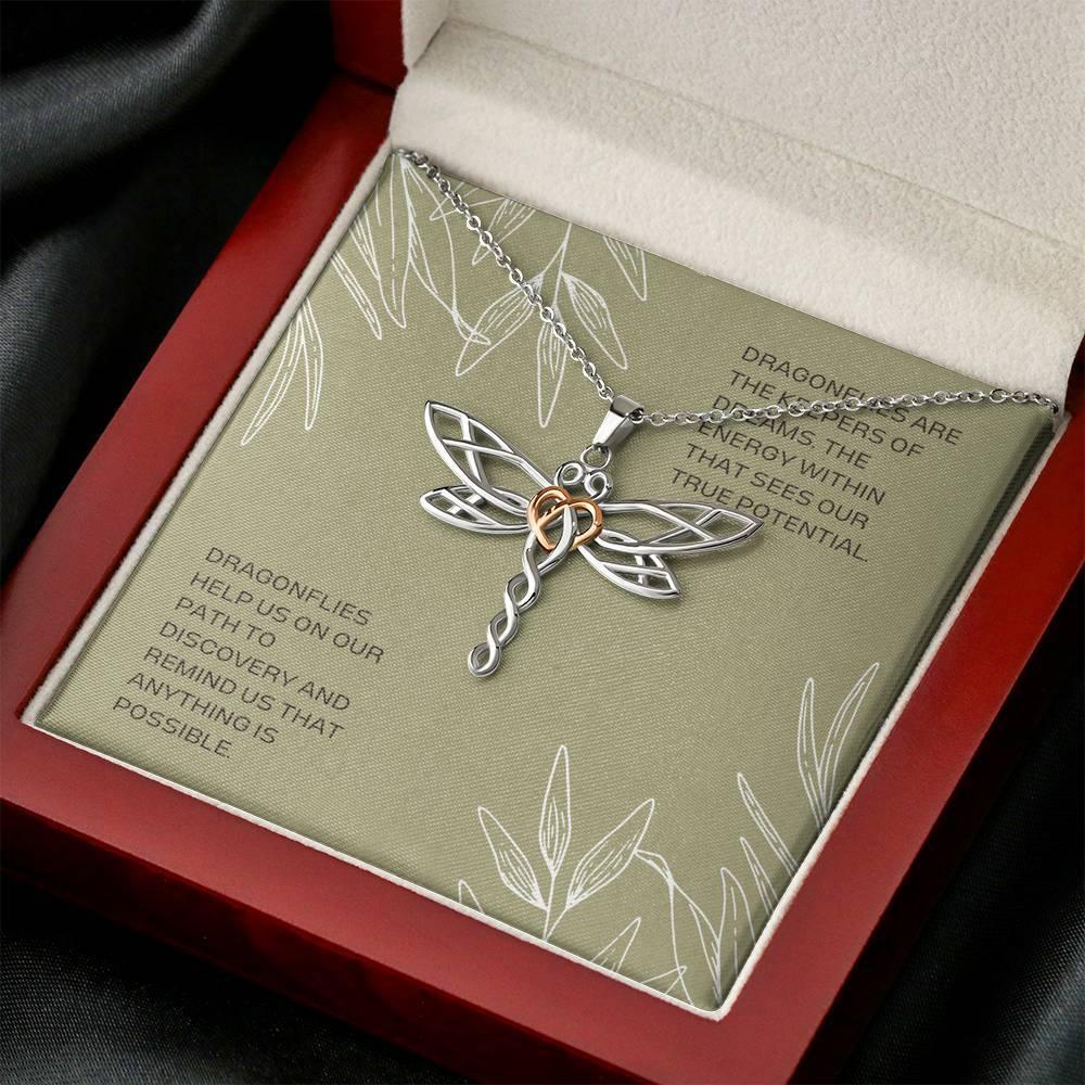 Elegant Dragonfly Pendant Necklace | Symbol of Strength and Grace