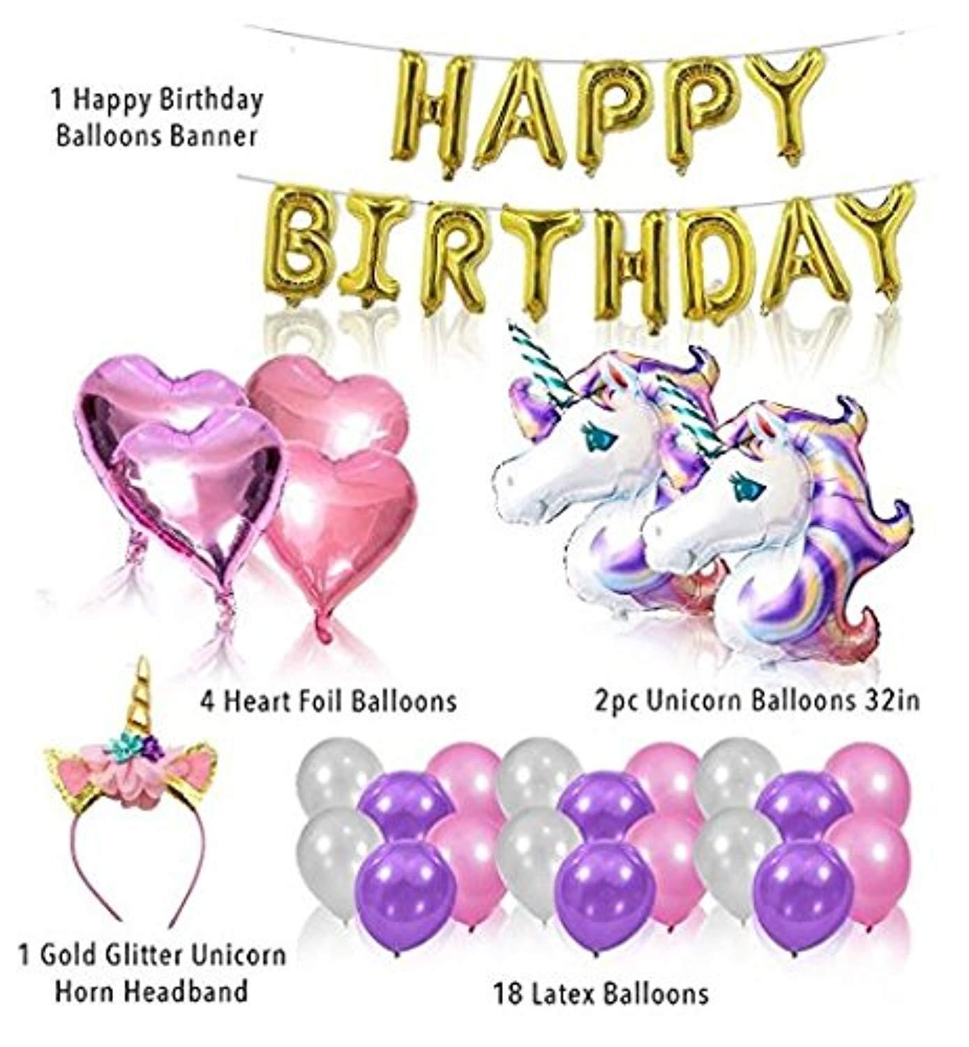 Unicorn Party Supplies Set with Cake Topper & Piping Kit