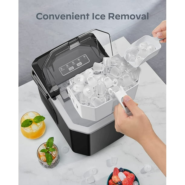 Auseo Portable Ice Maker, Manual Bullet Ice Cubes, 26lbs/24H for Home/Office
