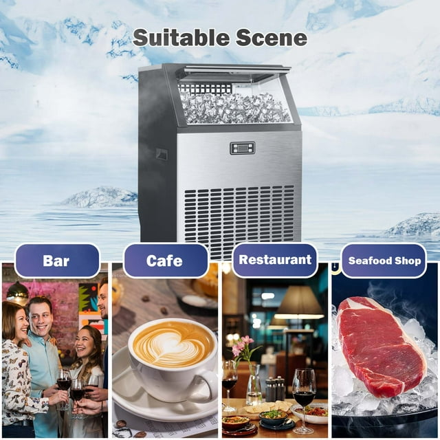 Auseo High-Capacity Ice Maker - 200lbs/Day, Self-Cleaning, LCD Display