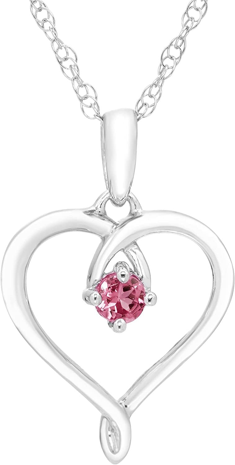 Genuine Pink Tourmaline Heart Pendant in Sterling Silver