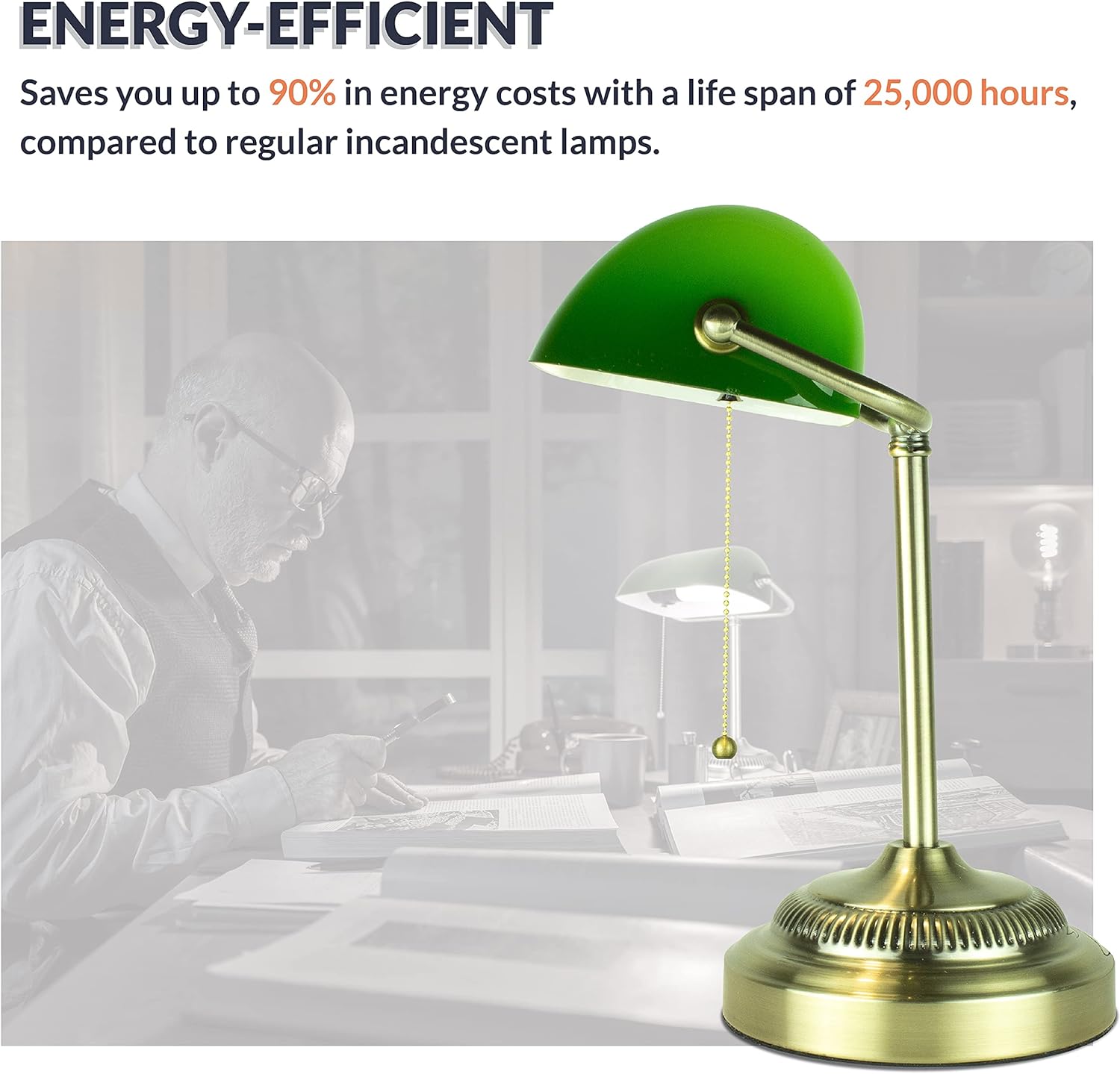 Newhouse Lighting Morgan Antique Green Adjustable LED Desk Lamp