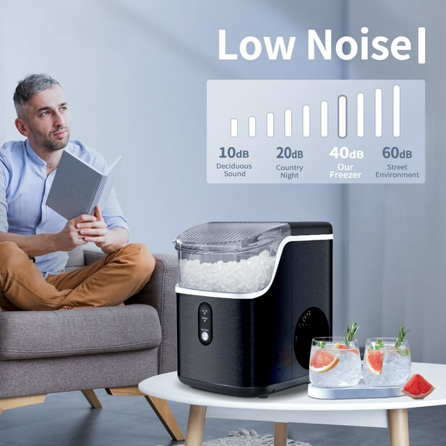 KISSAIR Nugget Ice Maker - 33lbs/24H, Self-Cleaning, Portable Sonic Ice Machine