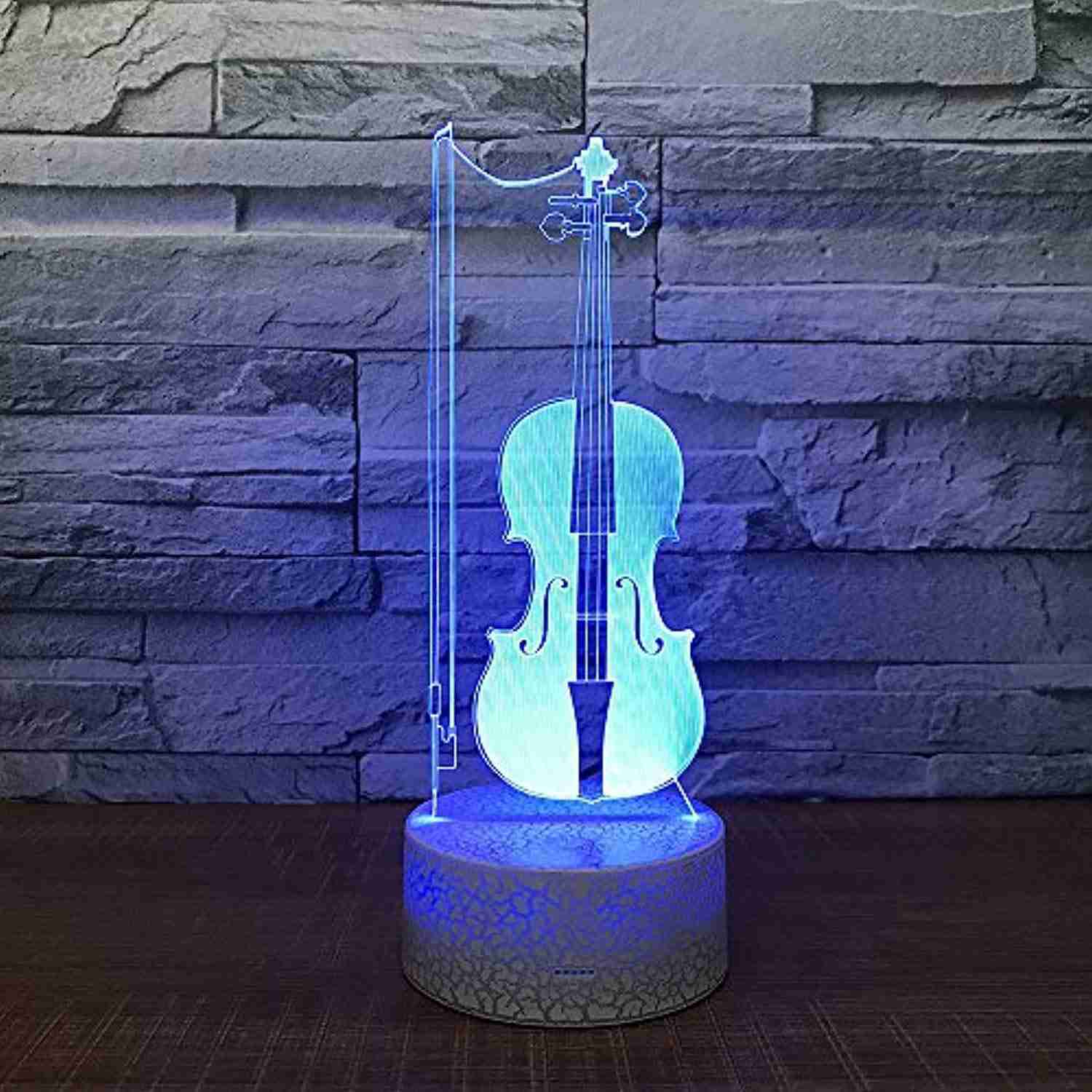 3D Violin LED Night Light - 7 Color Changing Desk Lamp for Home Decor