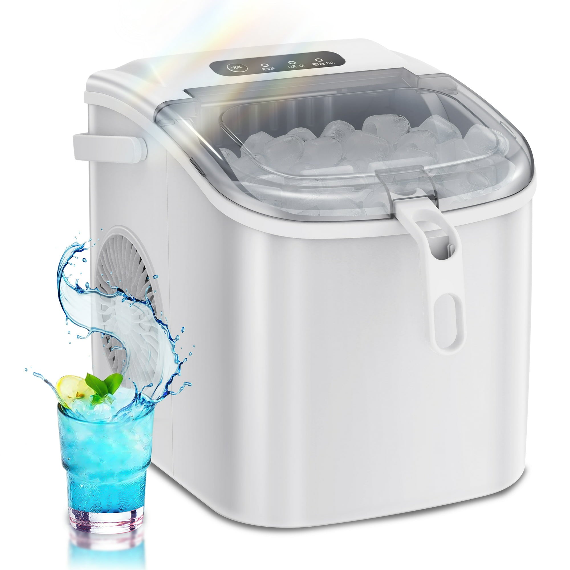KISSAIR Portable Ice Maker - High-Performance, Self-Cleaning, 26lbs/24H