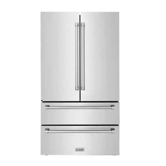 ZLINE 36 Inch 22.5 cu. ft French Door Refrigerator with Ice Maker, Fingerprint Resistant Stainless Steel