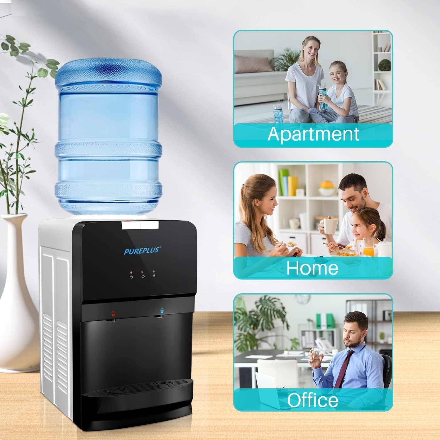 Top-Loading Countertop Water Cooler Dispenser with Hot & Cold, Child Safety Lock