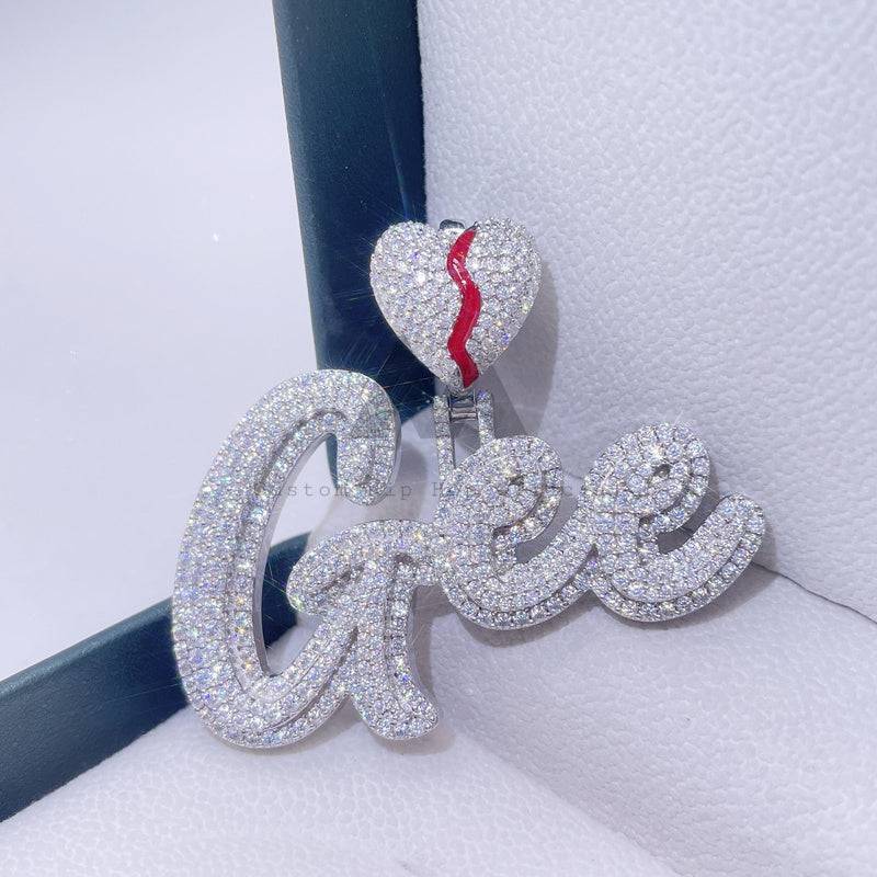 Luxurious VVS Moissanite Broken Heart Bail Pendant