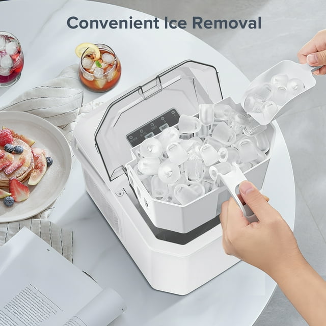 Auseo Portable Ice Maker, Manual Bullet Ice Cubes, 26lbs/Day for Home/Office