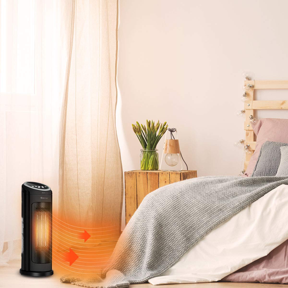 Whisper-Quiet Ceramic Tower Heater with Remote