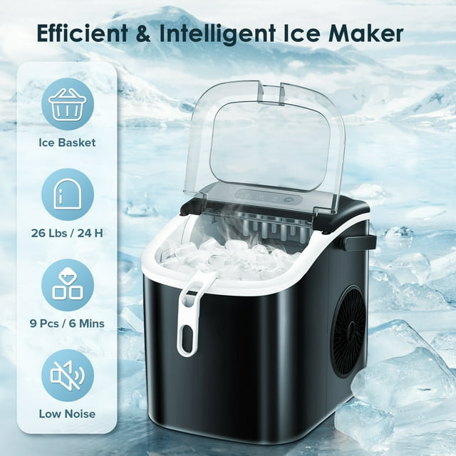 Auseo Portable Ice Maker, Fast and Efficient Countertop Machine