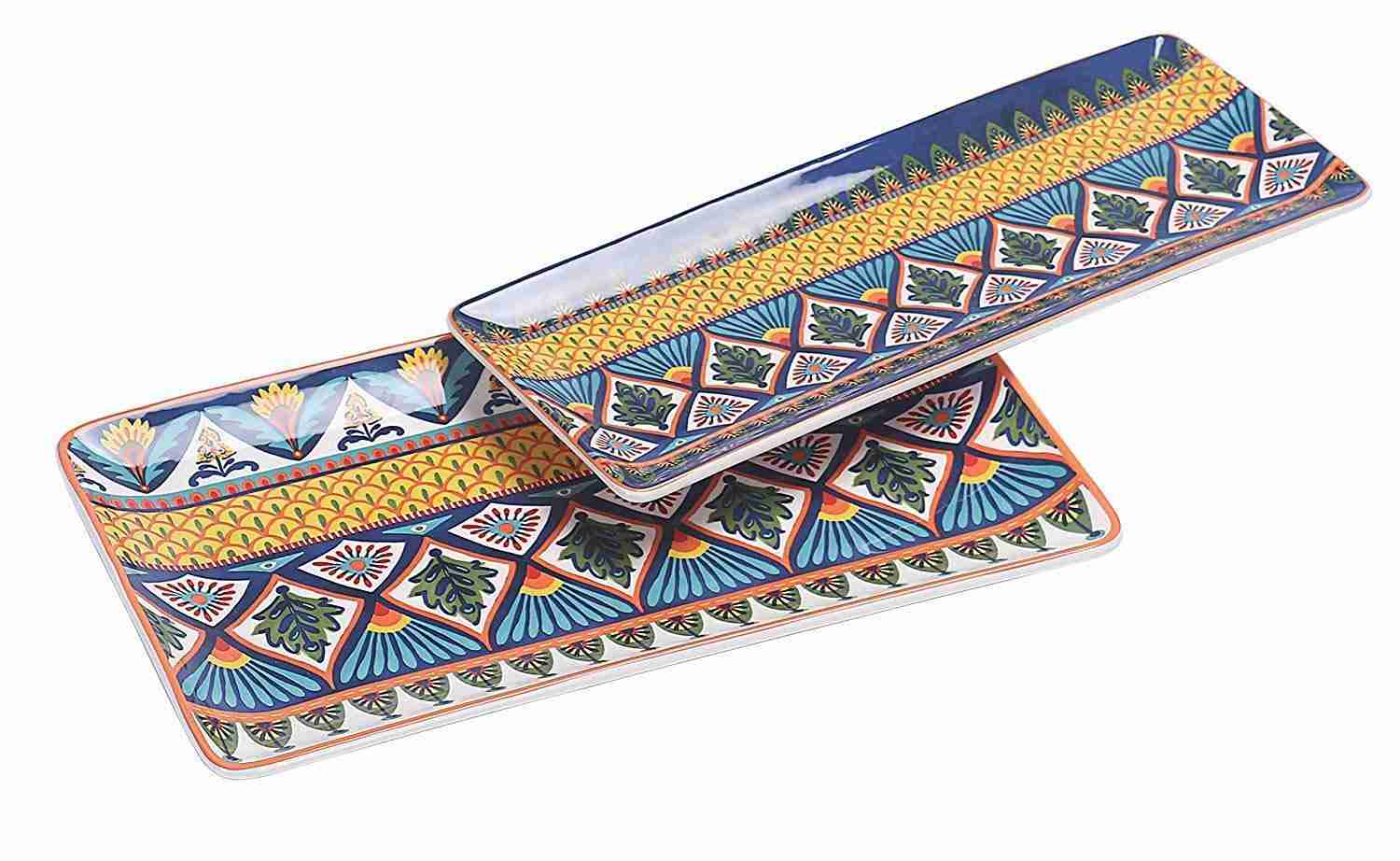 Bico Havana 14" Rectangular Ceramic Serving Platters Set, 2-Piece