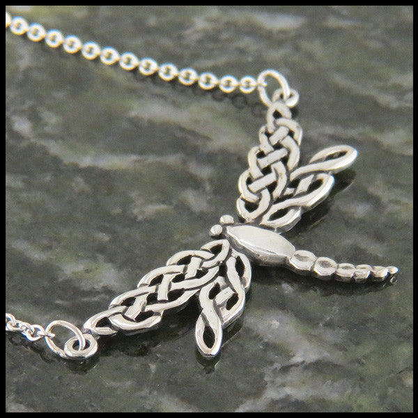 Sterling Silver Dragonfly Bar Pendant Necklace