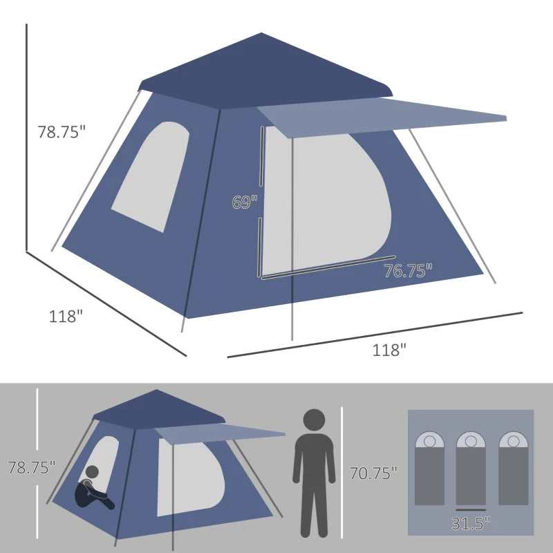Outsunny 4-Person Waterproof and Sun-Blocking Camping Tent