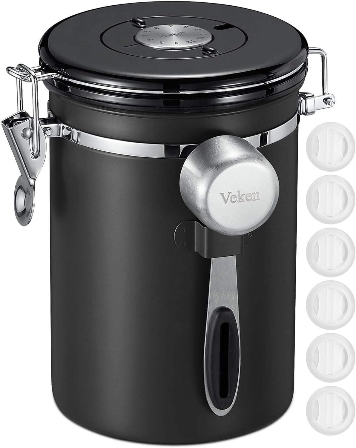Braviie Copper Airtight Coffee Canister, 22oz Stainless Steel Container with CO2 Valve and Date Tracker