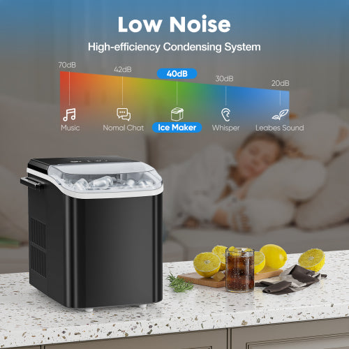 Compact Black Ice Maker for Home and Outdoor Use