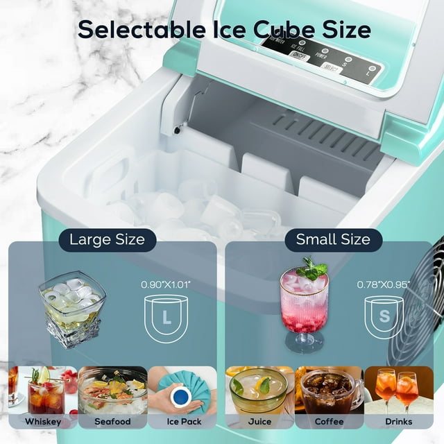 KISSAIR Portable Ice Maker, Efficient & Quiet, 26lbs/day