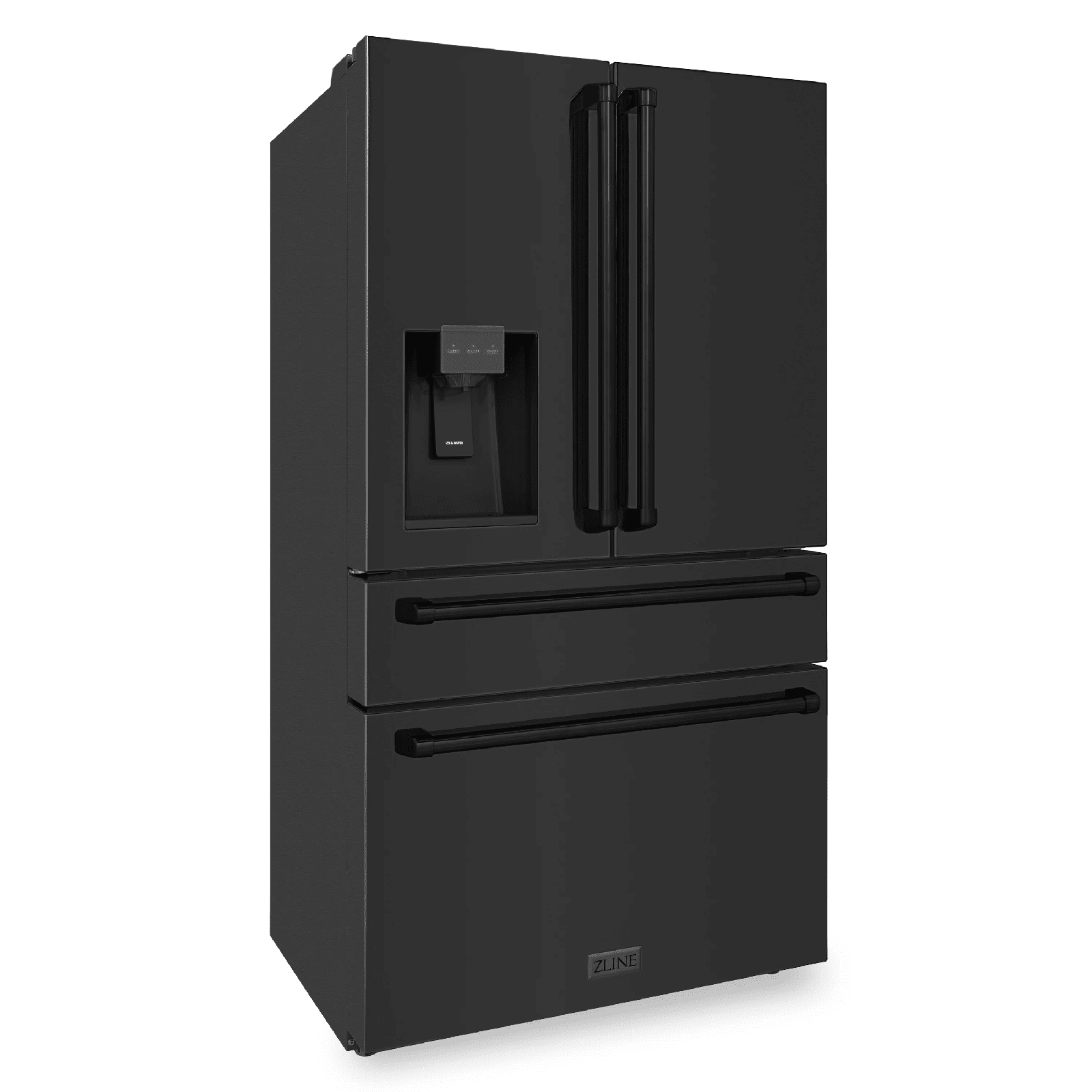 ZLINE 36" French Door Refrigerator with Dispenser, Ice Maker, Black Stainless Steel