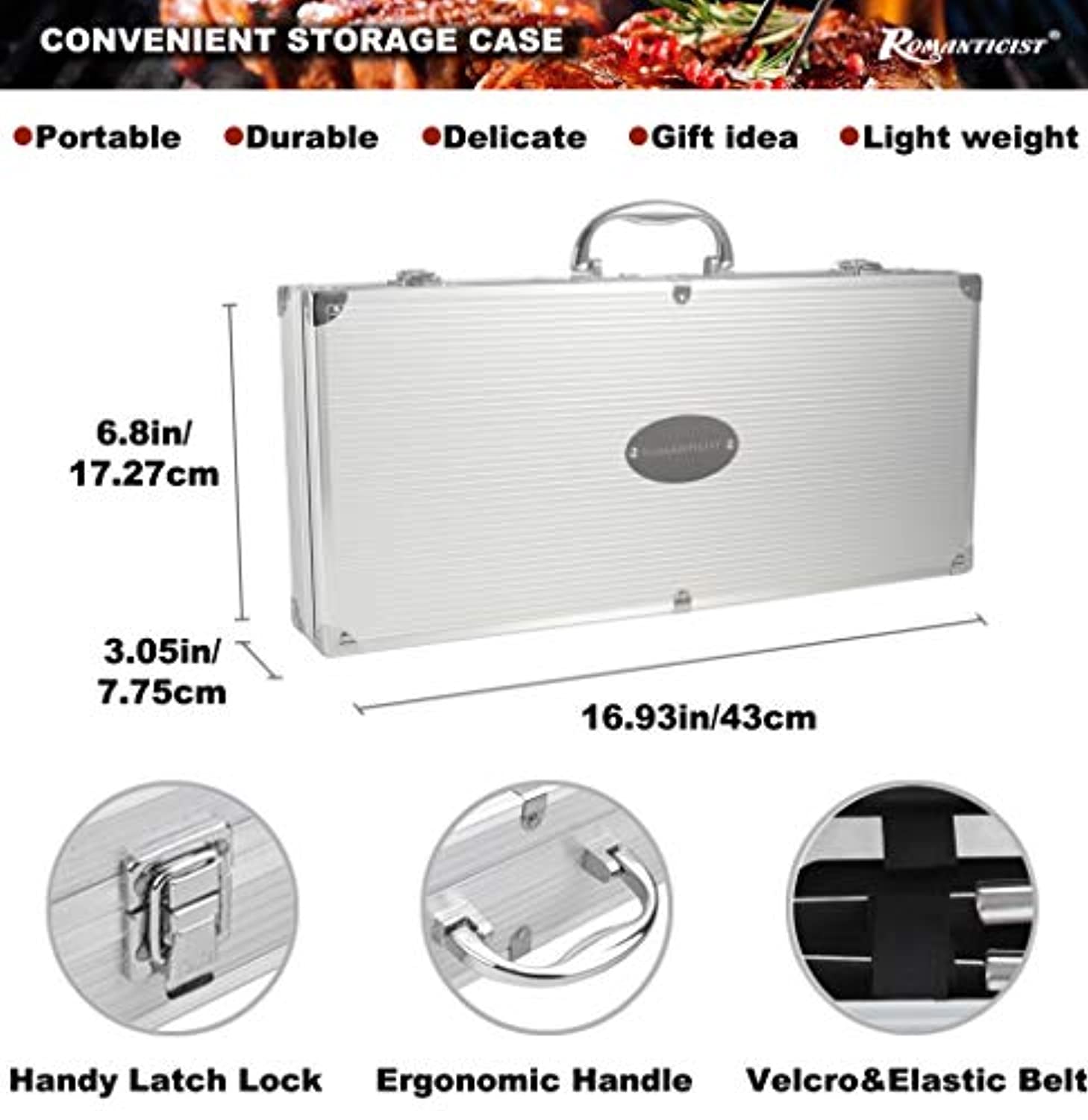 Ultimate 20-Piece Stainless Steel BBQ Tool Set with Aluminum Case