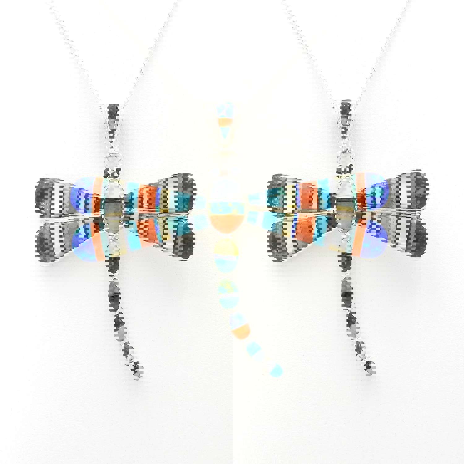 Handcrafted Sterling Silver Dragonfly Inlay Pendant