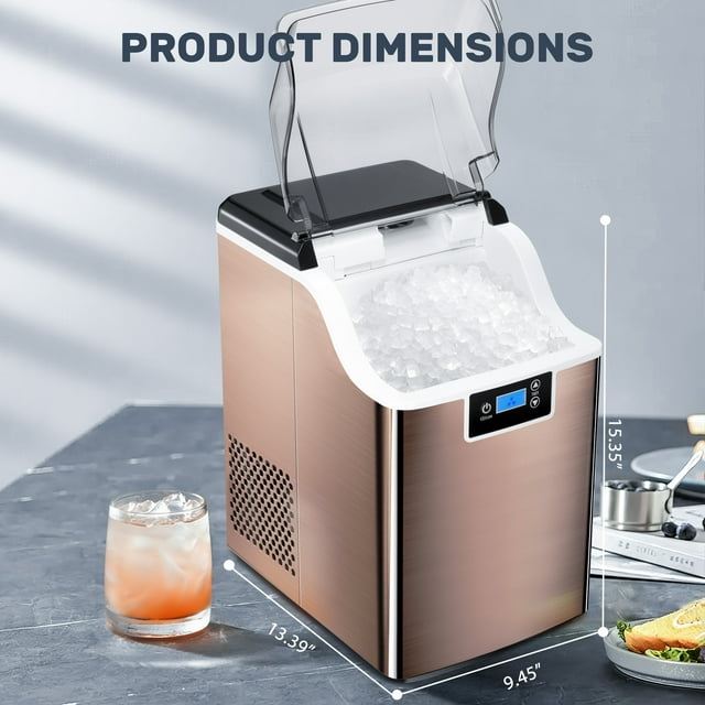 Auseo Portable Nugget Ice Maker, High-Efficiency, Self-Cleaning, LED Display