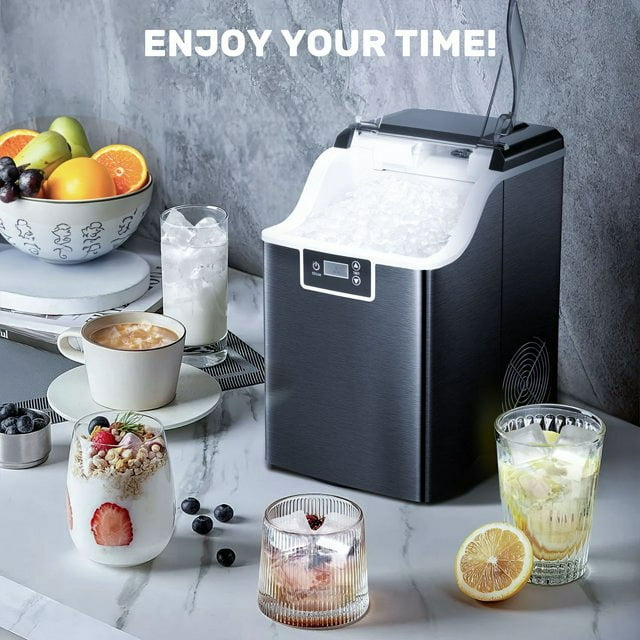 KISSAIR Portable Nugget Ice Maker with Self-Cleaning, LED Display