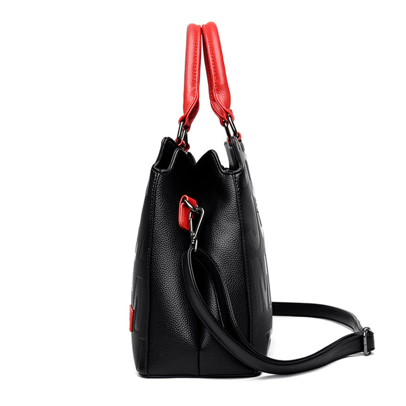 Stylish Vintage Leather Letter Printed Handbag