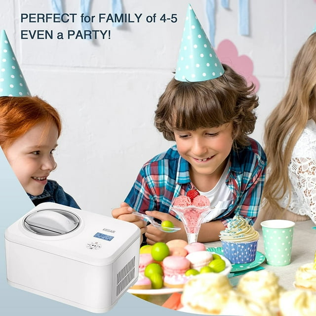 KISSAIR Ice Cream Maker - 1.5 Quart, 4 Modes, Compressor, LCD Timer