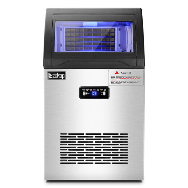 ZOKOP Stainless Steel Ice Maker Cube Machine, High-Capacity, Freestanding/Built-in