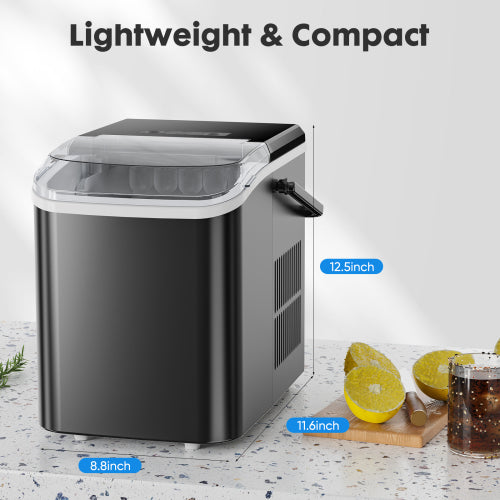 Compact Black Ice Maker for Home and Outdoor Use