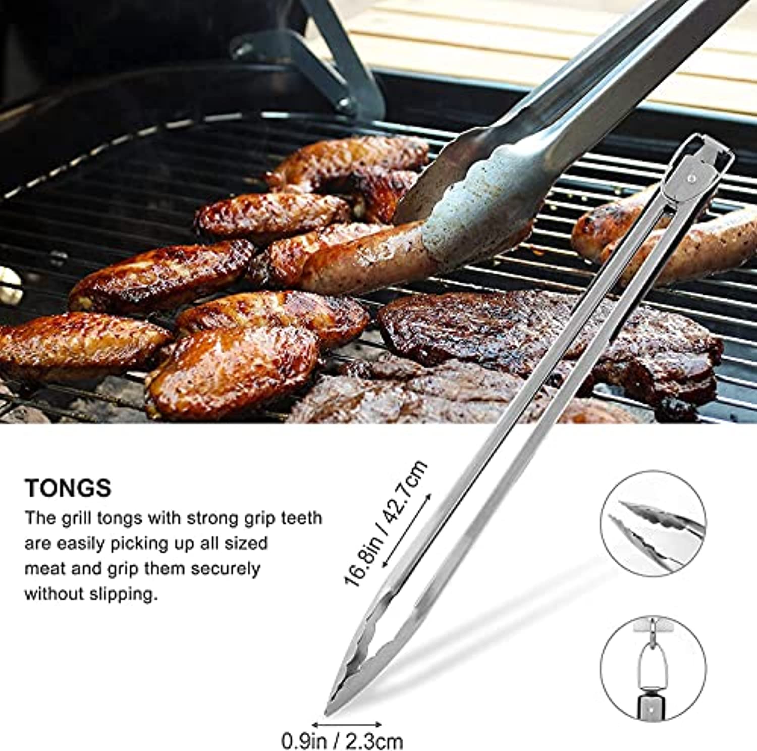 Grilljoy 8-Piece Stainless Steel BBQ Tools Set with Carry Bag