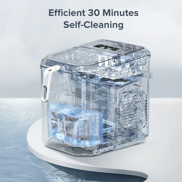 Auseo Portable Ice Maker, Manual Bullet Ice Cubes, 26lbs/Day for Home/Office