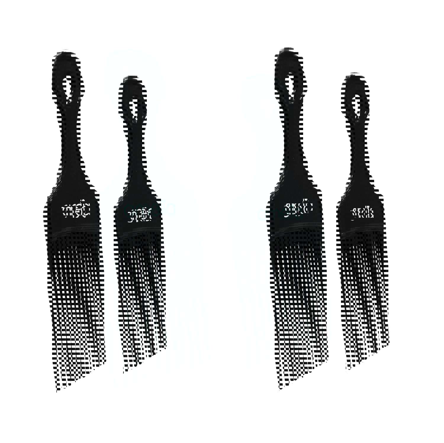 Amelia Beauty Wide Tooth Pick Comb Set, 6in & 7in, Black, Professional Grade