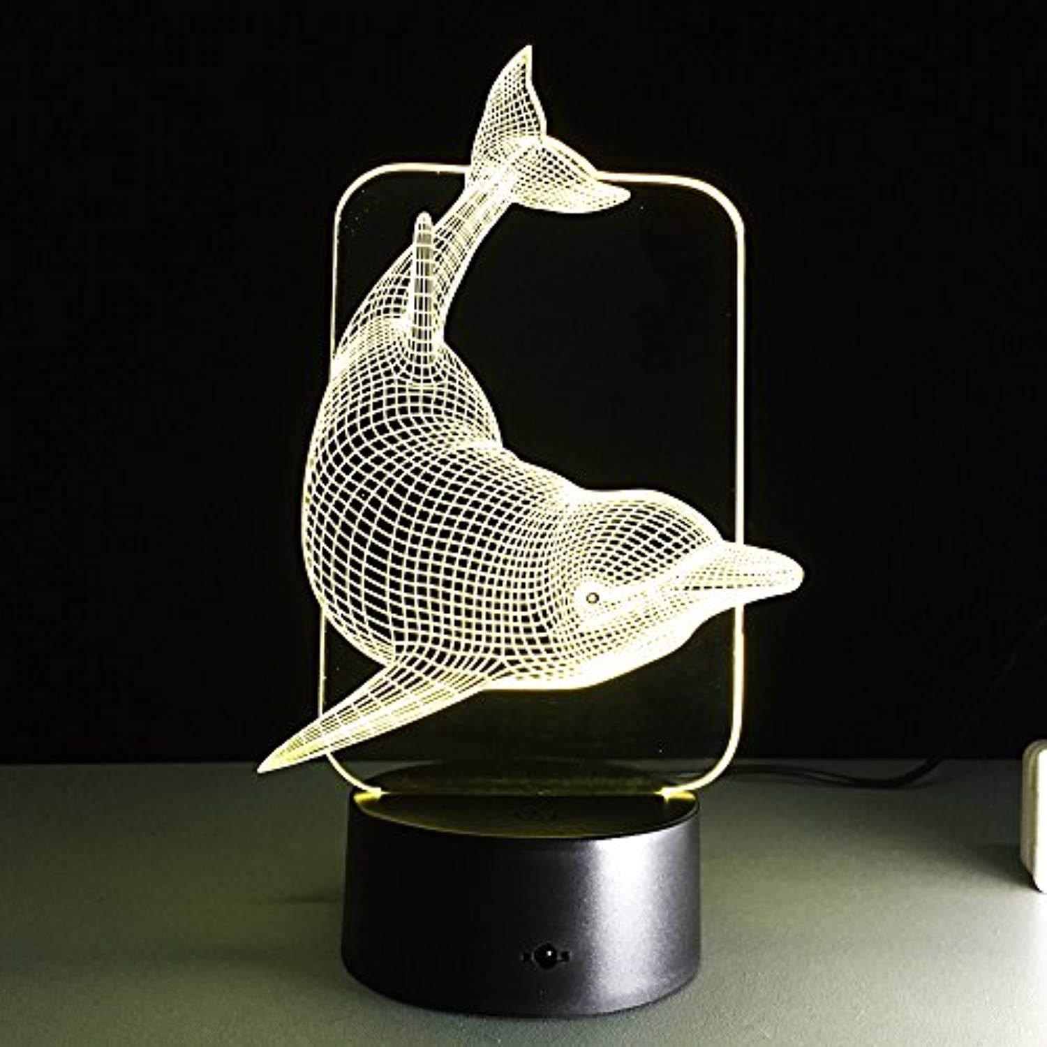 Dolphin LED Night Light - 3D Visual Desk Lamp with 7 Color Changing Touch Control