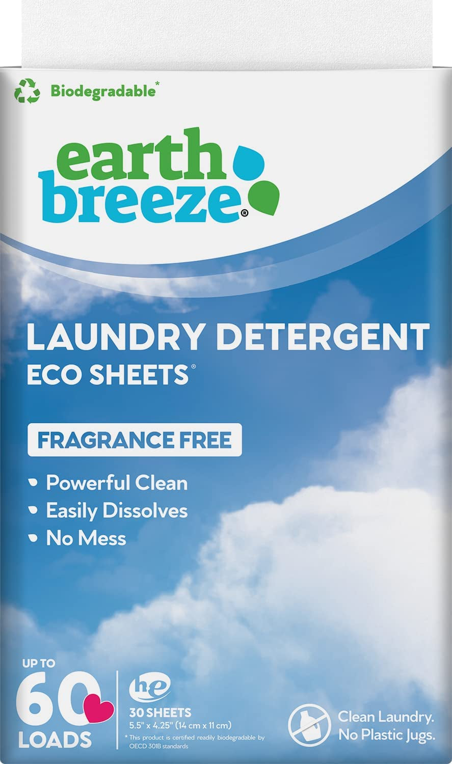 Eco-Friendly Laundry Detergent Sheets - 60 Fragrance-Free Loads