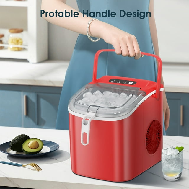 Auseo Compact Ice Maker, Fast 9-Cube Countertop Model with Self-Cleaning