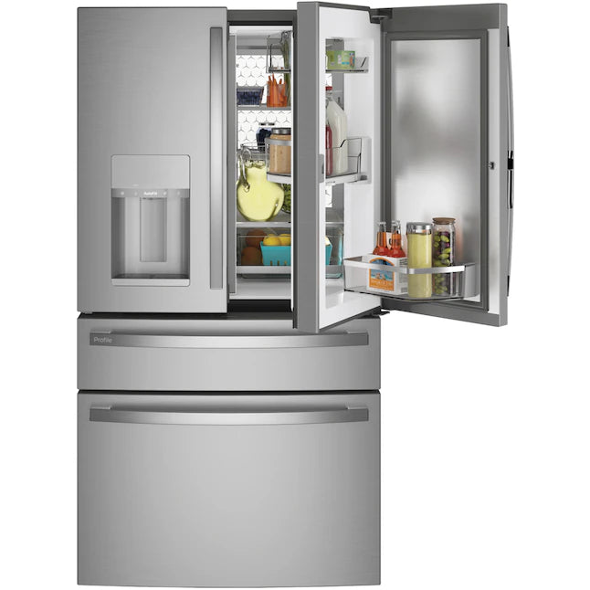 GE Profile 28-cu ft Smart French Door Refrigerator with Ice Maker, Door within Door, Fingerprint-Resistant Stainless Steel