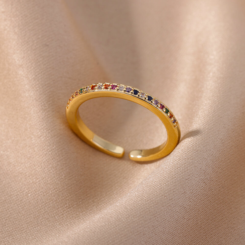 Stylish Women's Gold-Tone Stainless Steel Zirconia Rings