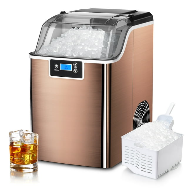 Auseo Portable Nugget Ice Maker, High-Efficiency, Self-Cleaning, LED Display