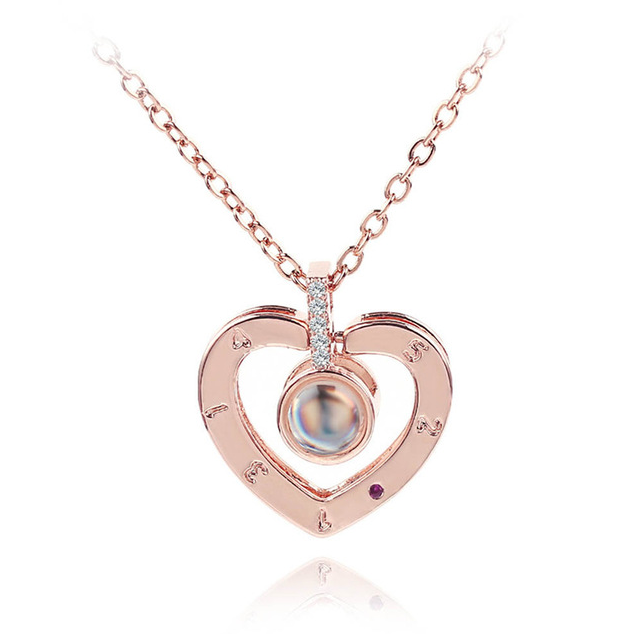 Elegant Rose Gold "I Love You" Pendant Necklace for Couples