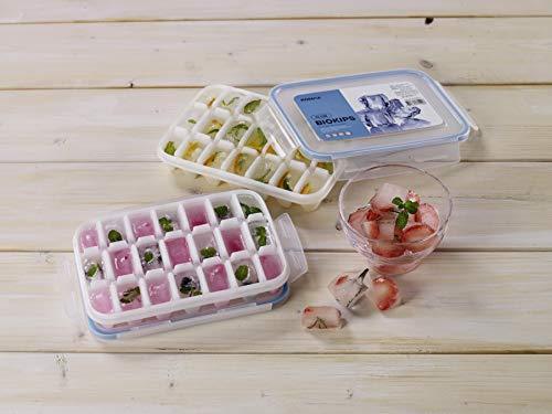 Komax Biokips 4-Pack Ice Cube Trays with Locking Lid | Premium Small Molds for Beverages
