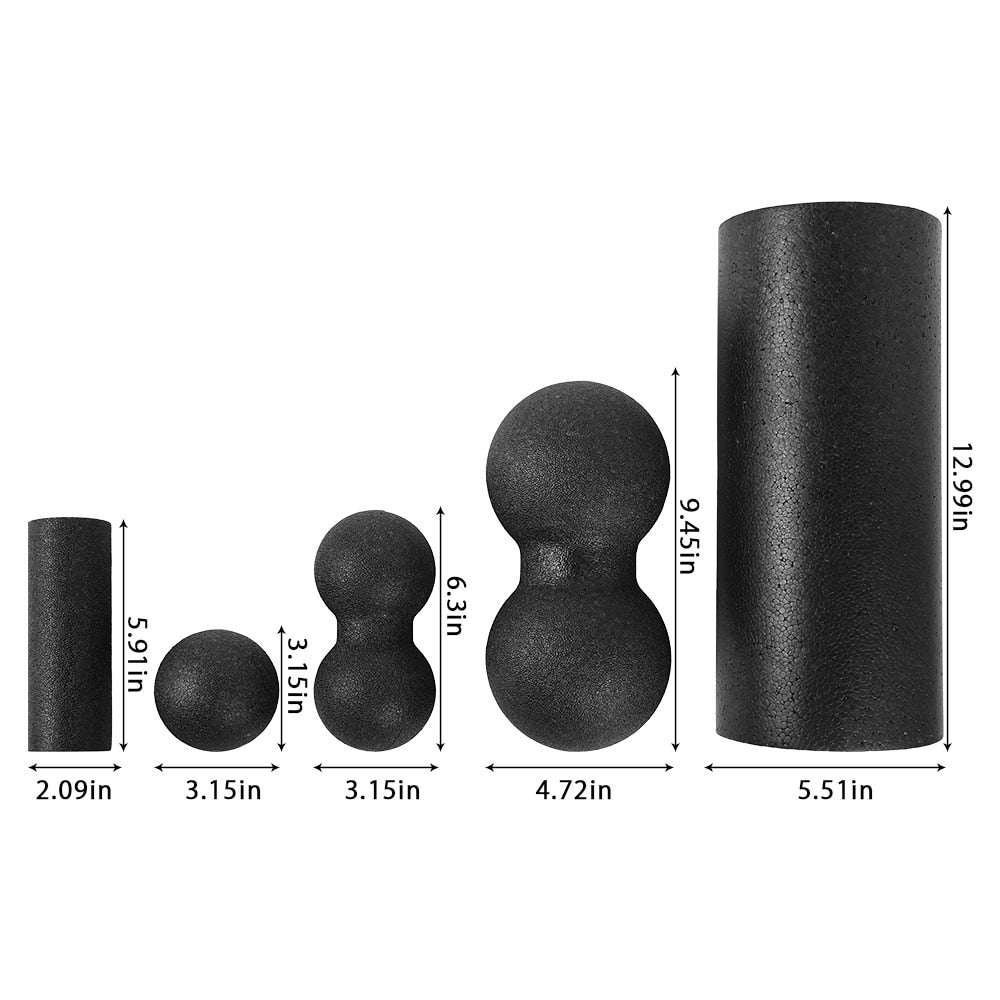 Premium Yoga Massage Foam Roller & Fitness Ball Set