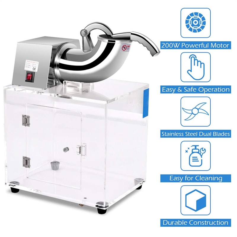 High-Capacity 200W Electric Snow Cone Machine with Dual Blades