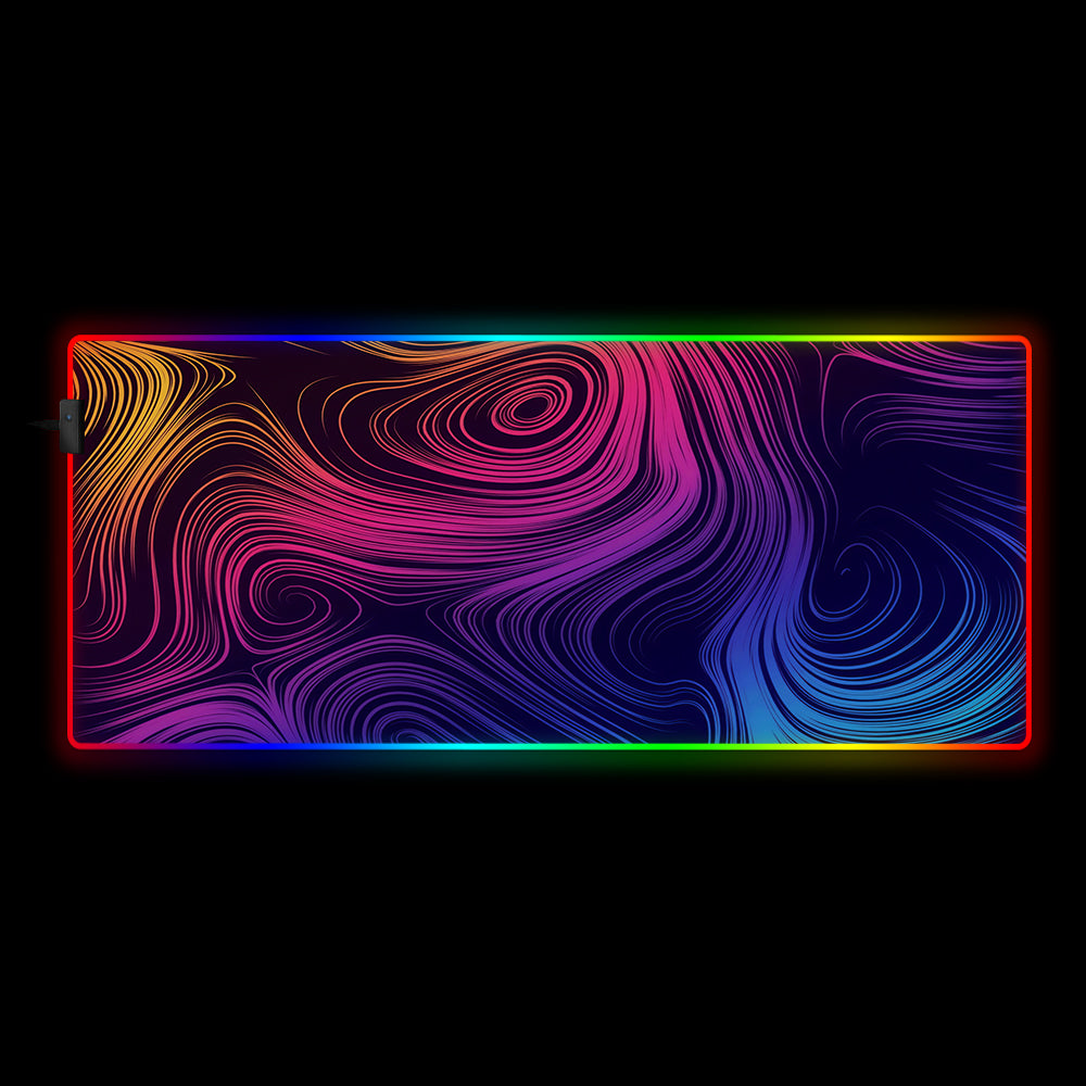 RGB LED Gaming Mouse Pad with Color Cyclone Design
