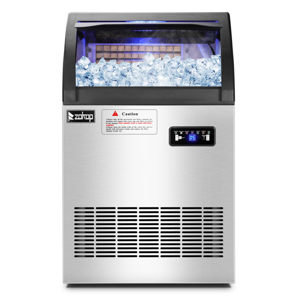 ZOKOP Stainless Steel Ice Maker Cube Machine, High-Capacity, Freestanding/Built-in