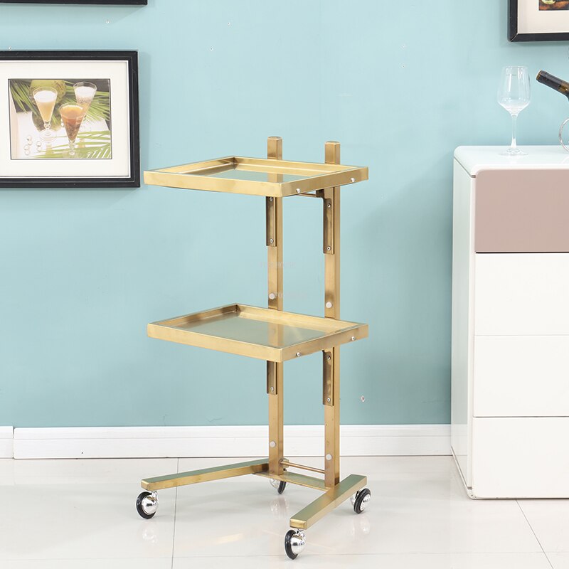 Stylish Stainless Steel Salon Trolley with Wheels for Beauty Professionals