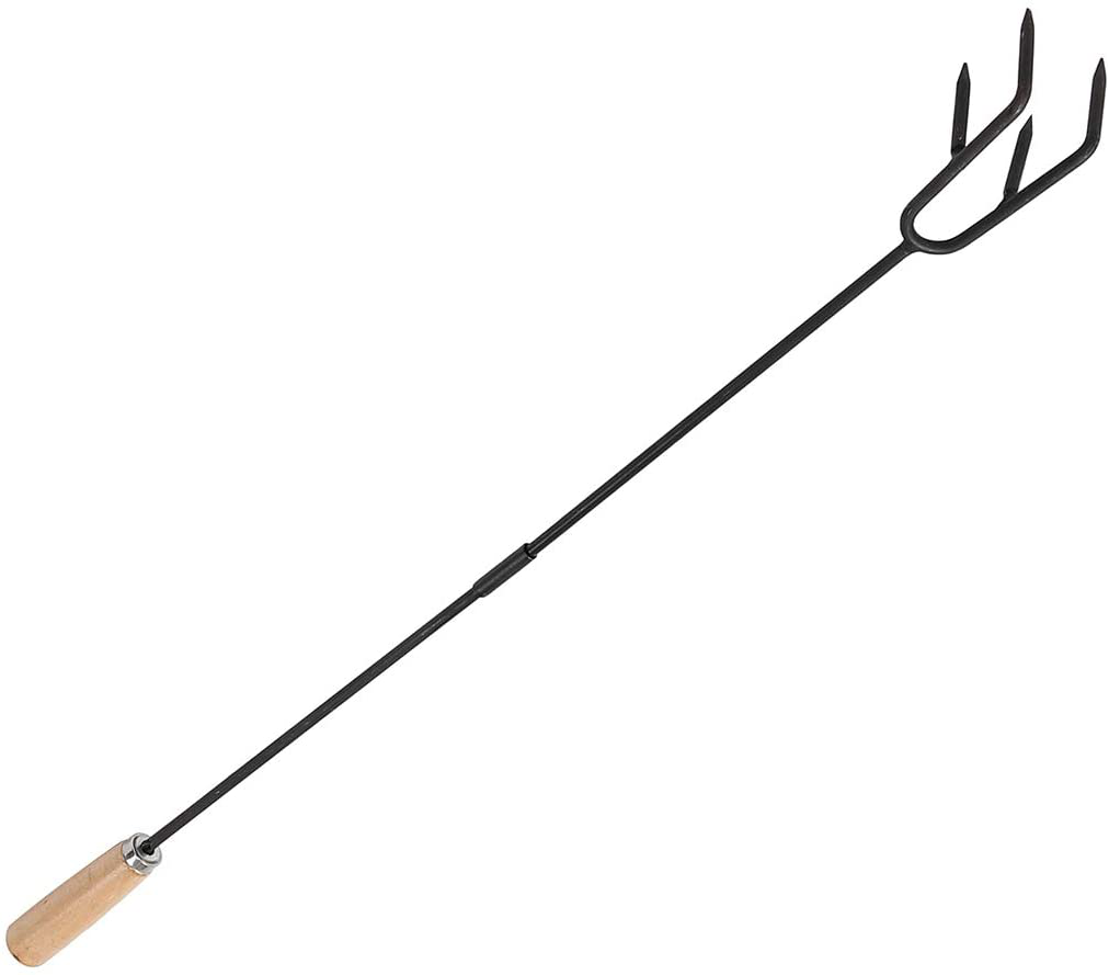 Ihomepark 33" Steel Fire Pit Poker Sticks with Wooden Handles (2-Pack)