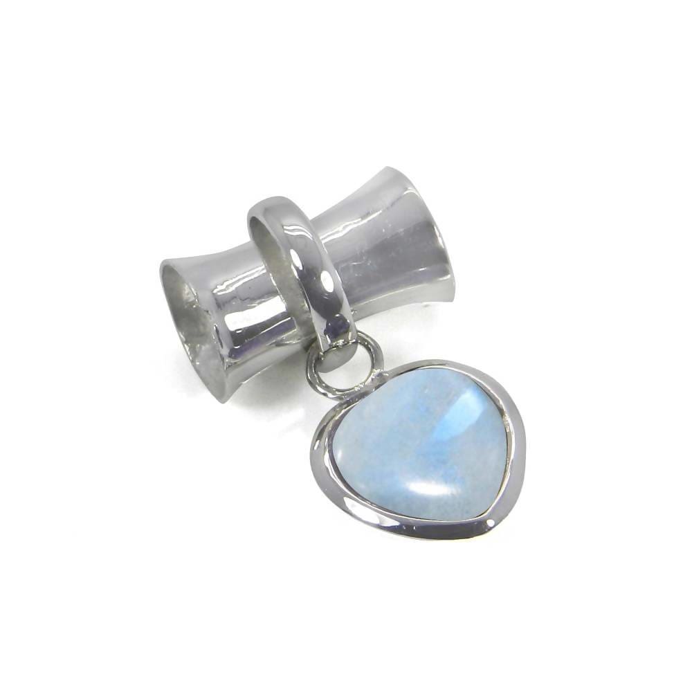 Handcrafted Sterling Silver Rainbow Moonstone Heart Pendant