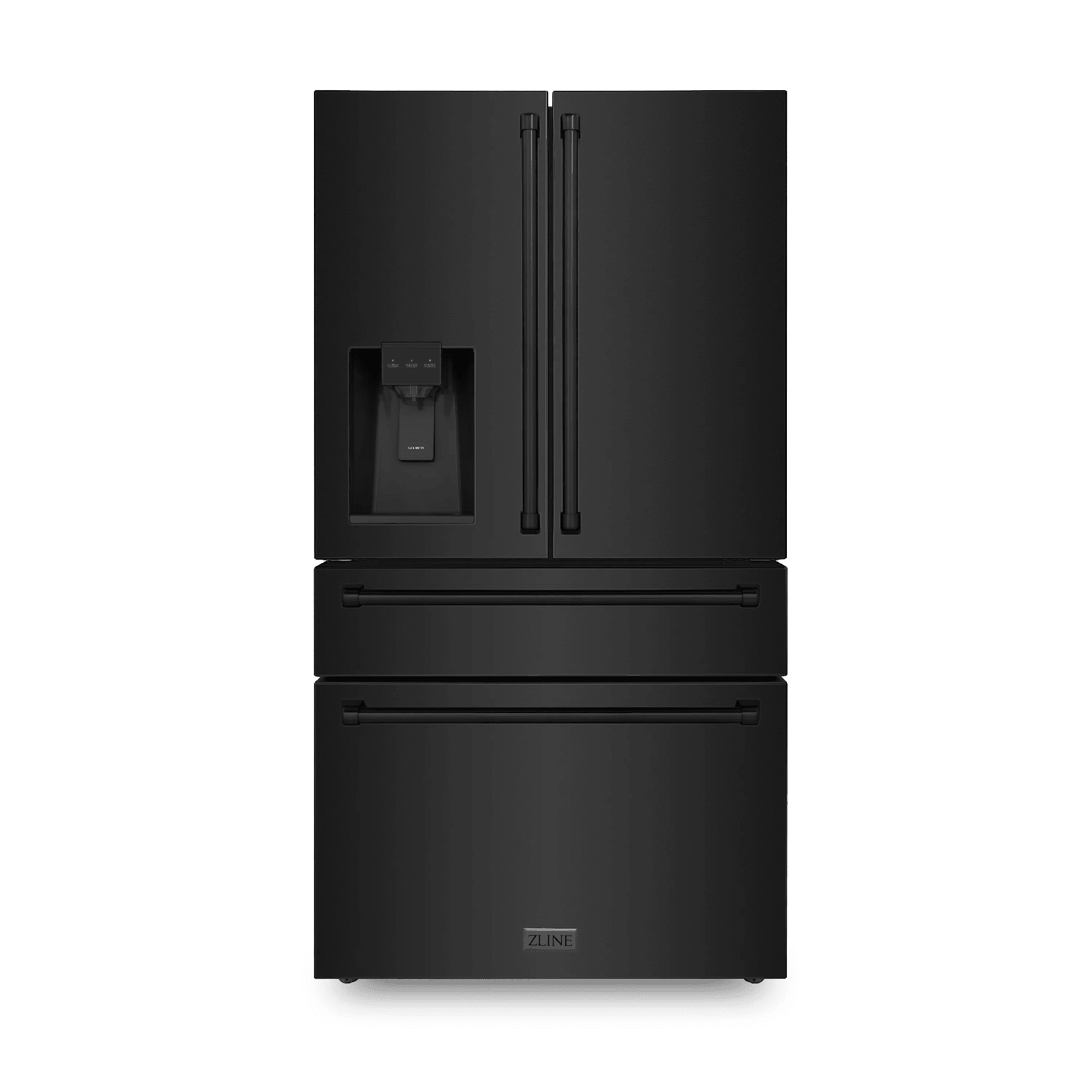 ZLINE 36" French Door Refrigerator with Dispenser, Ice Maker, Black Stainless Steel