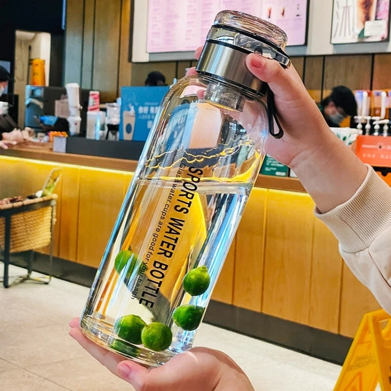 2L Glass Water Bottle with Tea Infuser, Leakproof & Portable for Outdoor Activities